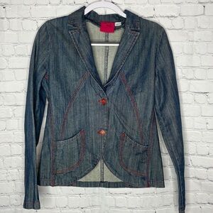 Carol's Kids 80s 90s Style Unstructured Denim Jacket w Red Stitching Size XL 16